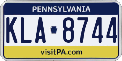 PA license plate KLA8744