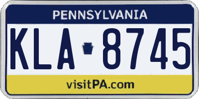 PA license plate KLA8745