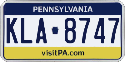 PA license plate KLA8747