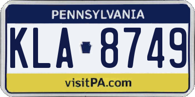 PA license plate KLA8749
