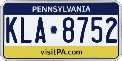 PA license plate KLA8752