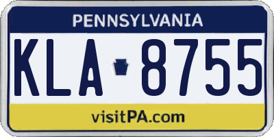 PA license plate KLA8755