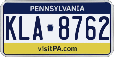 PA license plate KLA8762