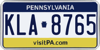 PA license plate KLA8765
