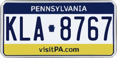 PA license plate KLA8767