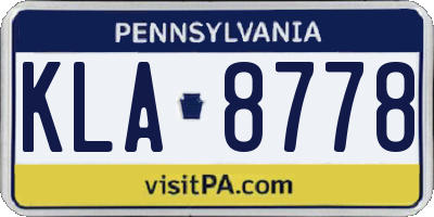 PA license plate KLA8778