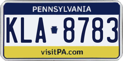 PA license plate KLA8783