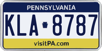 PA license plate KLA8787
