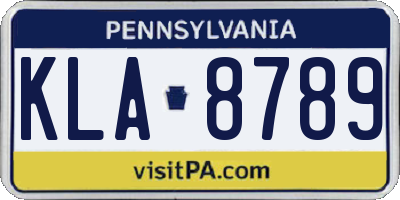 PA license plate KLA8789