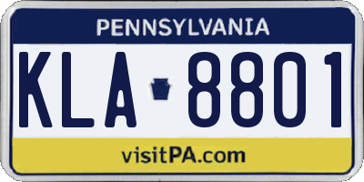 PA license plate KLA8801