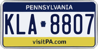 PA license plate KLA8807