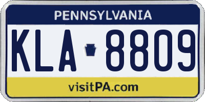 PA license plate KLA8809