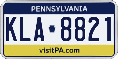 PA license plate KLA8821