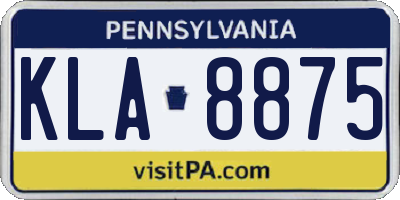 PA license plate KLA8875