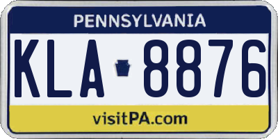 PA license plate KLA8876