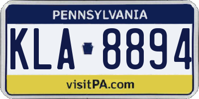 PA license plate KLA8894