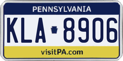 PA license plate KLA8906