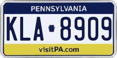 PA license plate KLA8909