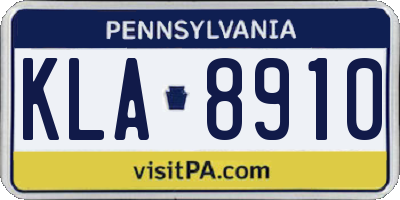 PA license plate KLA8910