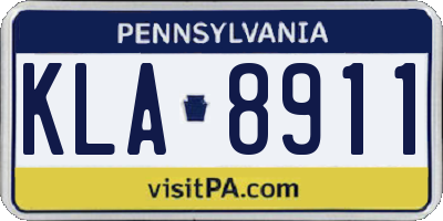PA license plate KLA8911