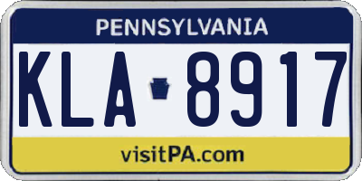 PA license plate KLA8917