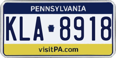 PA license plate KLA8918