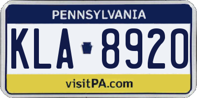 PA license plate KLA8920