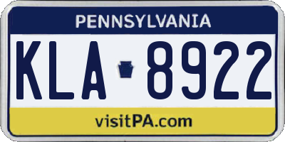 PA license plate KLA8922