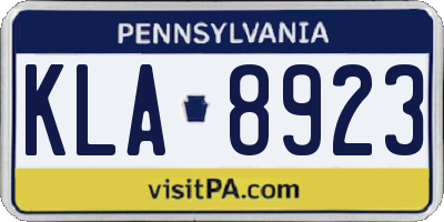 PA license plate KLA8923