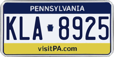 PA license plate KLA8925