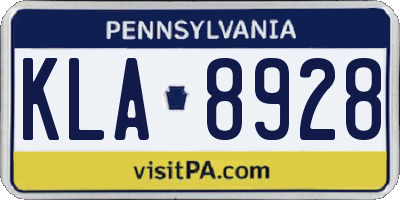 PA license plate KLA8928