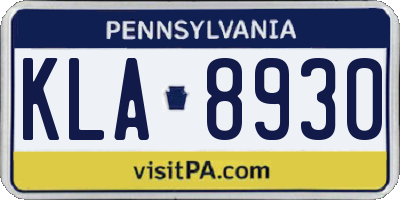 PA license plate KLA8930