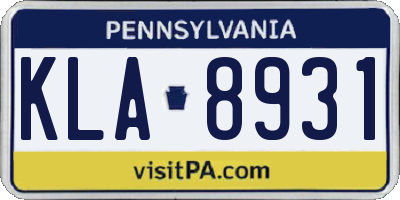 PA license plate KLA8931