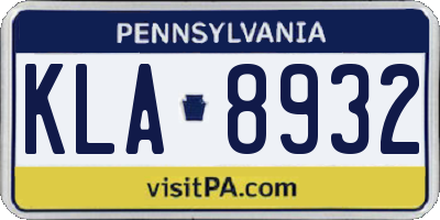 PA license plate KLA8932