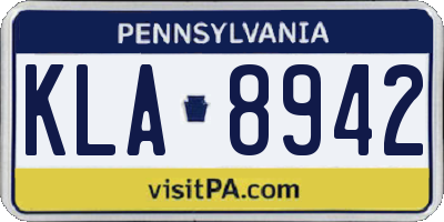 PA license plate KLA8942