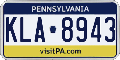 PA license plate KLA8943