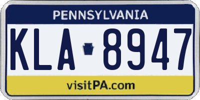 PA license plate KLA8947