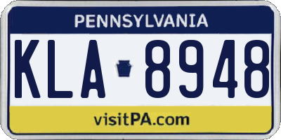PA license plate KLA8948