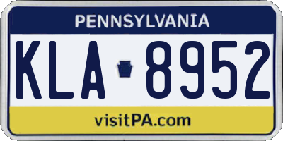 PA license plate KLA8952