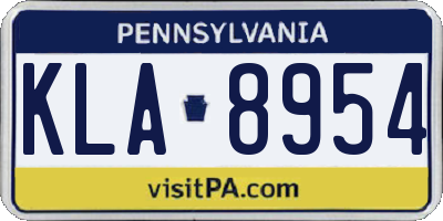 PA license plate KLA8954