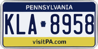 PA license plate KLA8958