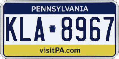 PA license plate KLA8967