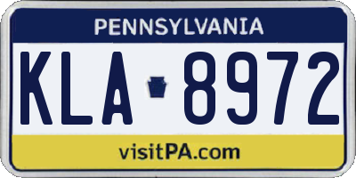 PA license plate KLA8972