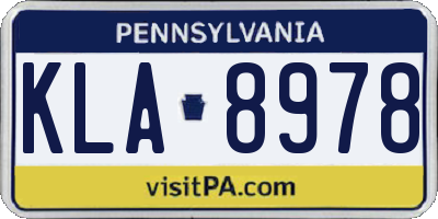 PA license plate KLA8978