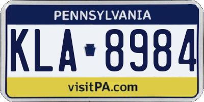 PA license plate KLA8984