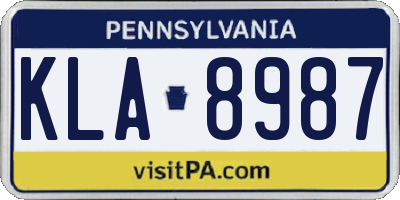 PA license plate KLA8987