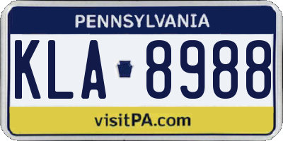 PA license plate KLA8988
