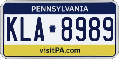 PA license plate KLA8989