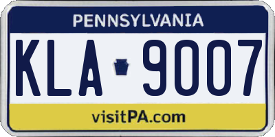 PA license plate KLA9007