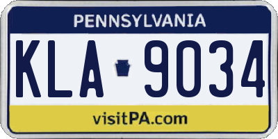 PA license plate KLA9034